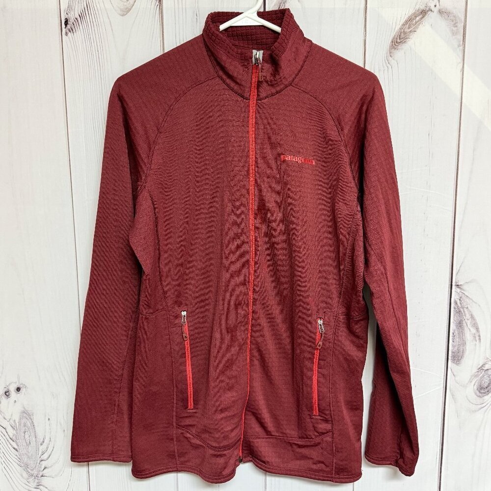 Patagonia W's R1 Full-Zip Jacket Large Brick‎ Red Technical Fleece EUC